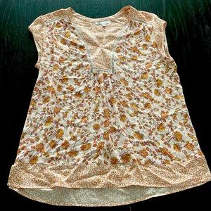 DR2 Daniel Rainn Tunic Blouse 100%Rayon Size Medium Pink Flower